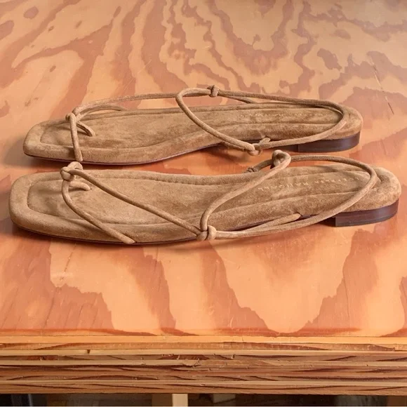 Loeffler Randall Eleanor Flat Sandals Cacao Suede US8 - Picture 3 of 8